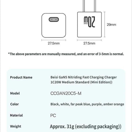 GaN5 Fast charging charger mini 1C 20W-Blue.