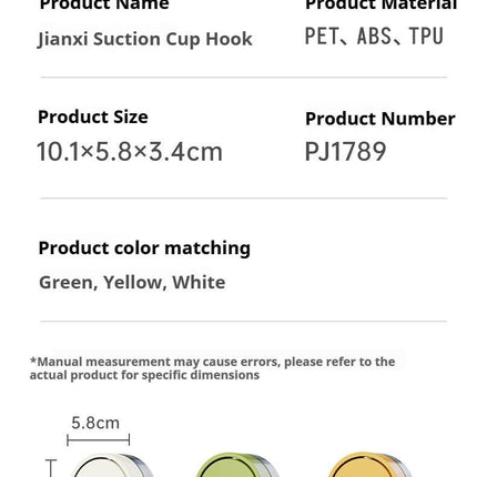 green Suction cup hook.