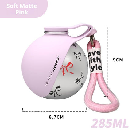 Pink Floral Print Xiaoman Portable Pet Water Bottle.