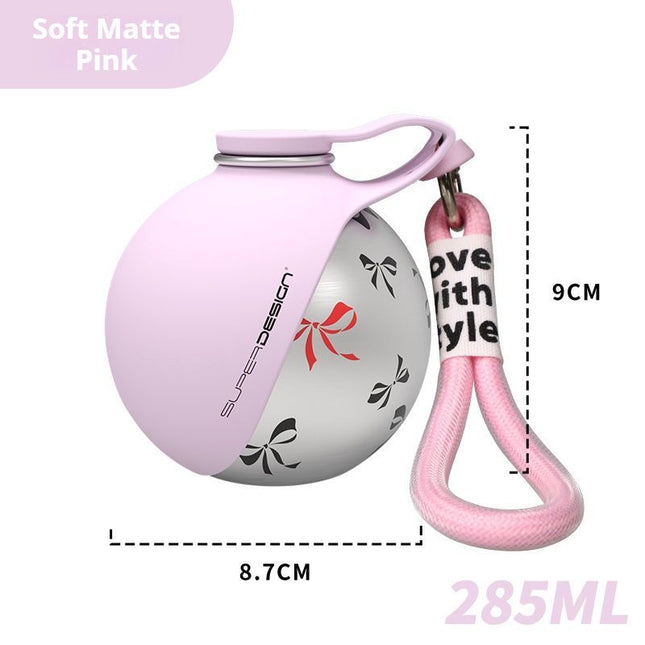 Pink Floral Print Xiaoman Portable Pet Water Bottle.