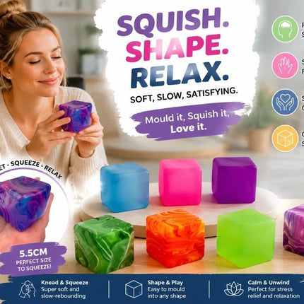 Soft Pastel Solid Purple + Solid Pink Ice Cube Squishy 2 Pack