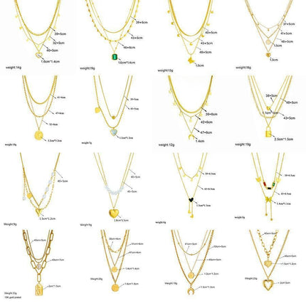 Classic Vintage Stackable Double Necklace, Simple Minimal Gold Plated Stainless Steel Wearable Accessory