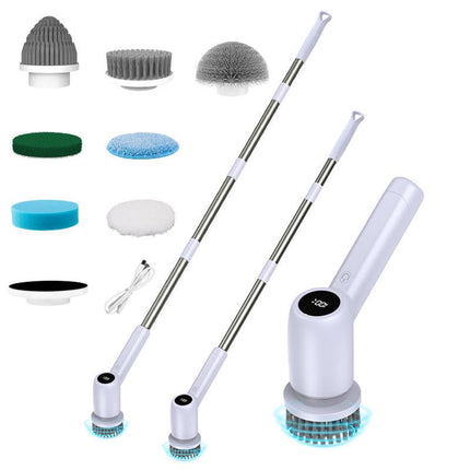 Electric Spin Scrubber Power Shower Cleaning Brush with Extendable Handle & 8 Brush Heads for Bathtub Tile Grout Kitchen Window and Floor.