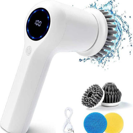 Cordless Electric cleaning brush spin scrubber with 4 replaceable heads for kitchen & bathroom.
