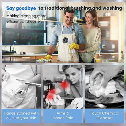 Cordless Electric cleaning brush spin scrubber with 4 replaceable heads for kitchen & bathroom.