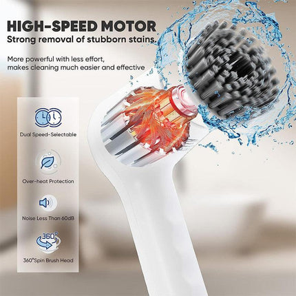 Cordless Electric cleaning brush spin scrubber with 4 replaceable heads for kitchen & bathroom.