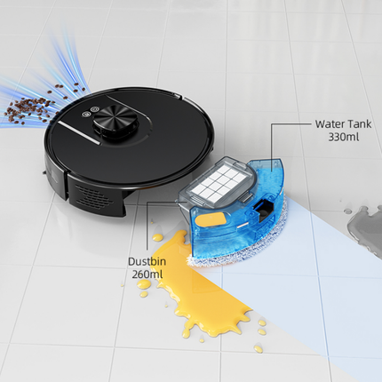 Smart LDS Navigation Robot Vacuum and Mop with Self-Emptying Dock 3500Pa Max Self-Charging Compatible with Alexa & Google Home.