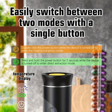 Portable 20Bar High - Pressure Extraction Coffee Machine, 80ml Stainless Steel Water Tank + Foldable Stand, Low - Battery Alert & Real - Time Temperature Control, Enjoy Barista - Quality Coffee on the Go, at Office or While Driving。black.