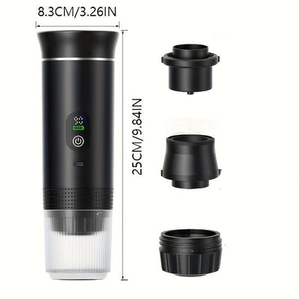 Portable 20Bar High - Pressure Extraction Coffee Machine, 80ml Stainless Steel Water Tank + Foldable Stand, Low - Battery Alert & Real - Time Temperature Control, Enjoy Barista - Quality Coffee on the Go, at Office or While Driving,Grey.