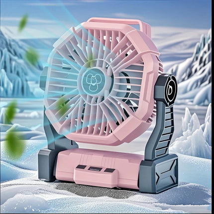 2-in-1 Portable Fan & Light, Quiet & Cool for Outdoor Use  black.