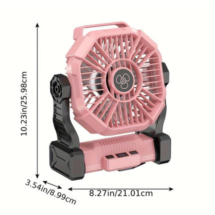 GREEN 2-in-1 Portable Fan & Light, Quiet & Cool for Outdoor Use.