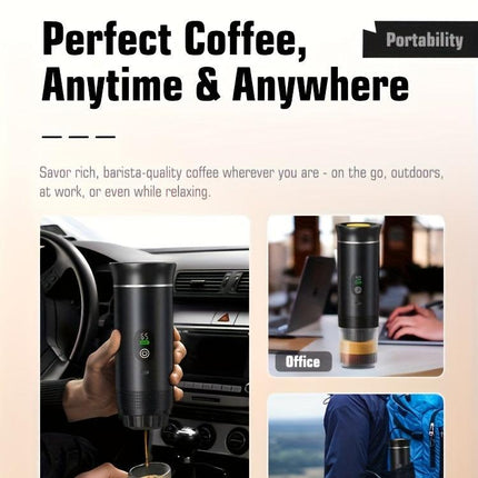 Portable 20Bar High - Pressure Extraction Coffee Machine, 80ml Stainless Steel Water Tank + Foldable Stand, Low - Battery Alert & Real - Time Temperature Control, Enjoy Barista - Quality Coffee on the Go, at Office or While Driving,White.