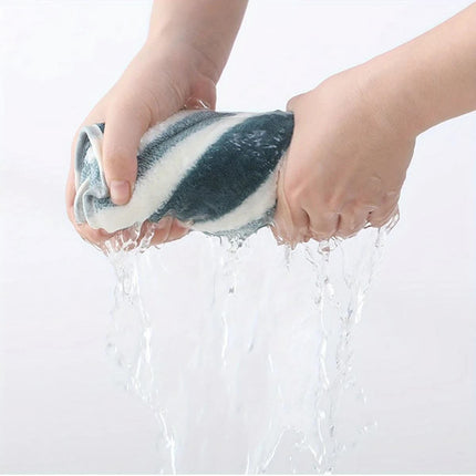 12PCS Thick Absorbent Lint-Free Coral Fleece Kitchen Cleaning Cloth, Easily Removes Grease, Hangable for Drying.PINK.