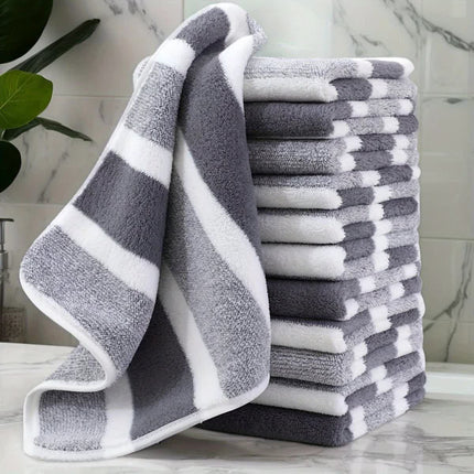 12PCS Thick Absorbent Lint-Free Coral Fleece Kitchen Cleaning Cloth, Easily Removes Grease, Hangable for Drying.PINK.