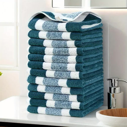 GREEN 12PCS Thick Absorbent Lint-Free Coral Fleece Kitchen Cleaning Cloth, Easily Removes Grease, Hangable for Drying.
