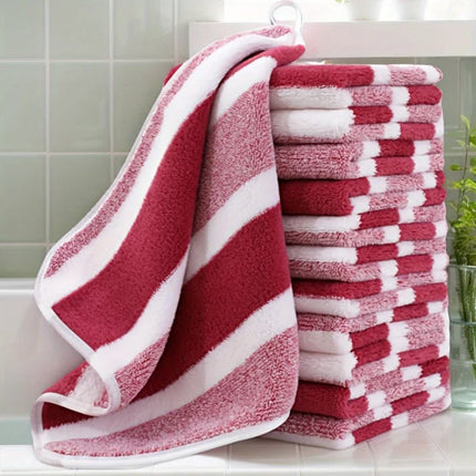 GREEN 12PCS Thick Absorbent Lint-Free Coral Fleece Kitchen Cleaning Cloth, Easily Removes Grease, Hangable for Drying.