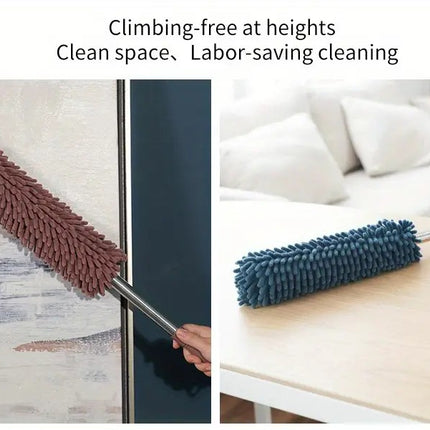 （navy blue）Household Cleaning Duster / Static Duster / Dust Sweeper / Telescopic & Non-Shedding / Washable & Bendable / High-Reach Cleaning Tool / Cleaning Tools & Supplies.