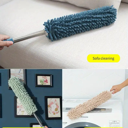 pale green  Household Cleaning Duster / Static Duster / Dust Sweeper / Telescopic & Non-Shedding / Washable & Bendable / High-Reach Cleaning Tool / Cleaning Tools & Supplies.