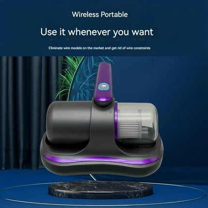 purple Wireless Mite Removal Vacuum: Blue Light Sterilization, Deep Cleaning for Beds & Cars, Long Battery Life, One-Touch Purity.