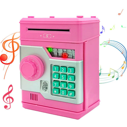 Children's Password Piggy Bank, Dual Lock,BLUE  Automatic Bill Intake, Develops Savings Habit, Multiple Colors Available, Battery Not Included.