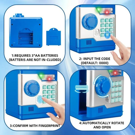 PINK Children's Password Piggy Bank, Dual Lock, Automatic Bill Intake, Develops Savings Habit, Multiple Colors Available, Battery Not Included.