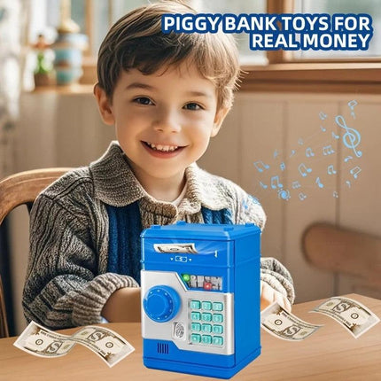PINK Children's Password Piggy Bank, Dual Lock, Automatic Bill Intake, Develops Savings Habit, Multiple Colors Available, Battery Not Included.