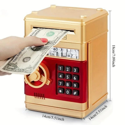 Children's Password Piggy Bank, Stores Coins & Paper Money, Auto Roll-Up, Sound & Light Interaction, Fosters Good Savings Habits. Battery Not Included.BLUE.