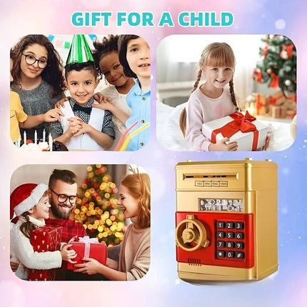 Children's Password Piggy Bank, Stores Coins & Paper Money, Auto Roll-Up, Sound & Light Interaction, Fosters Good Savings Habits. Battery Not Included.BLUE.
