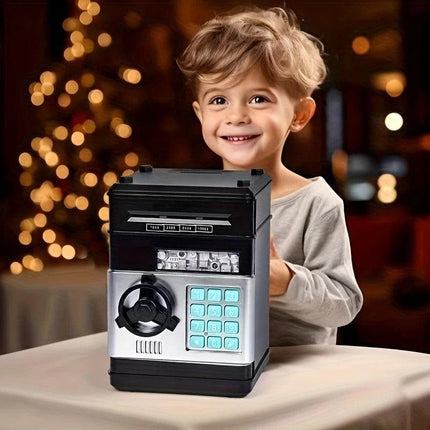 Children's Password Piggy Bank, Stores Coins & Paper Money, Auto Roll-Up, Sound & Light Interaction, Fosters Good Savings Habits. Battery Not Included.BLUE.