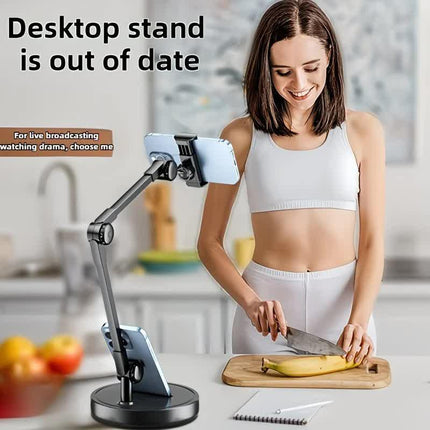 Robust and Adjustable Carbon Steel Phone Holder – Features a 360° Rotating Flexible Long Arm, Durable Carbon Steel Cantilever Base, Perfect for Watching TV Shows, Live Streaming, and Taking Selfies [Black].