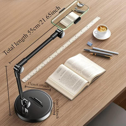 Robust and Adjustable Carbon Steel Phone Holder – Features a 360° Rotating Flexible Long Arm, Durable Carbon Steel Cantilever Base, Perfect for Watching TV Shows, Live Streaming, and Taking Selfies [Black].