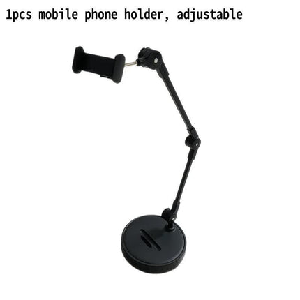 Robust and Adjustable Carbon Steel Phone Holder – Features a 360° Rotating Flexible Long Arm, Durable Carbon Steel Cantilever Base, Perfect for Watching TV Shows, Live Streaming, and Taking Selfies [Black].