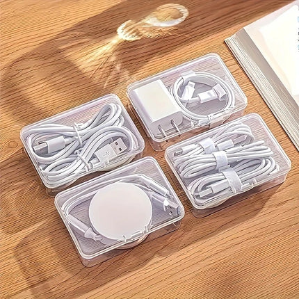 Transparent cable organizer, 7 small + 1 large combo design. Lightweight and durable, stores data cables and chargers, keeps desktop tidy. Ideal storage solution for both home and office..