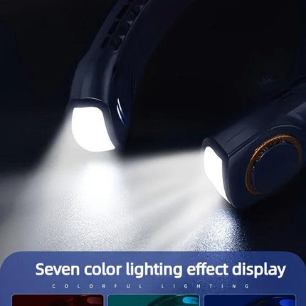 New Neck Hanging Fan Portable Mini USB Fan Personal Cooling Turbine Small Charging Quiet Lazy-Friendly.BLUE.