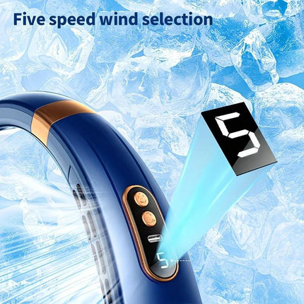 New Neck Hanging Fan Portable Mini USB Fan Personal Cooling Turbine Small Charging Quiet Lazy-Friendly.Black.