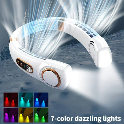 New Neck Hanging Fan Portable Mini USB Fan Personal Cooling Turbine Small Charging Quiet Lazy-Friendly.Black.