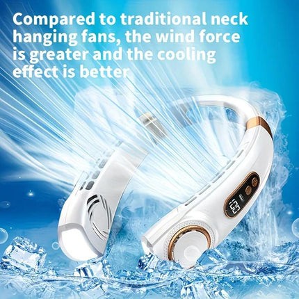 New Neck Hanging Fan Portable Mini USB Fan Personal Cooling Turbine Small Charging Quiet Lazy-Friendly.Black.