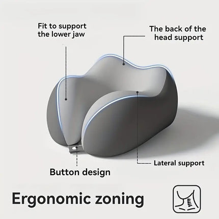 beige  Travel & Home Neck Pillow – Ergonomic, portable, perfect for sleep. Fits desks, cars, and long flights. Features slow rebound foam, washable cover..