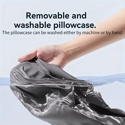 Blue-gray color matching，Travel & Home Neck Pillow – Ergonomic, portable, perfect for sleep. Fits desks, cars, and long flights. Features slow rebound foam, washable cover..