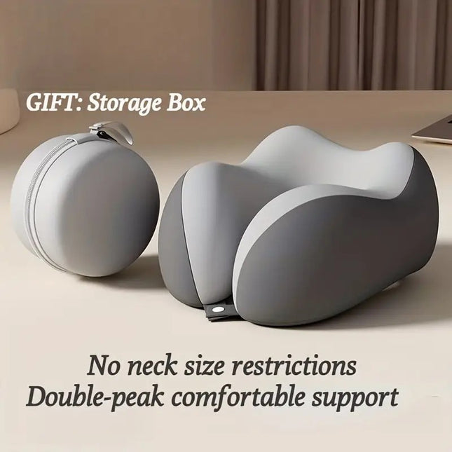 grey Travel & Home Neck Pillow – Ergonomic, portable, perfect for sleep. Fits desks, cars, and long flights. Features slow rebound foam, washable cover..