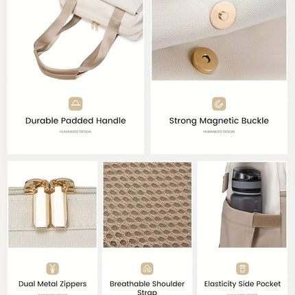 White with black Korean-style Fashion Compact Backpack, Multi-functional & Large Capacity, Lightweight & Easy to Carry, Fits Daily Commute, Lunch Outings, and Short Trips..