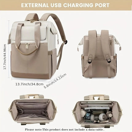 White with black Korean-style Fashion Compact Backpack, Multi-functional & Large Capacity, Lightweight & Easy to Carry, Fits Daily Commute, Lunch Outings, and Short Trips..