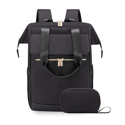 White with black Korean-style Fashion Compact Backpack, Multi-functional & Large Capacity, Lightweight & Easy to Carry, Fits Daily Commute, Lunch Outings, and Short Trips..