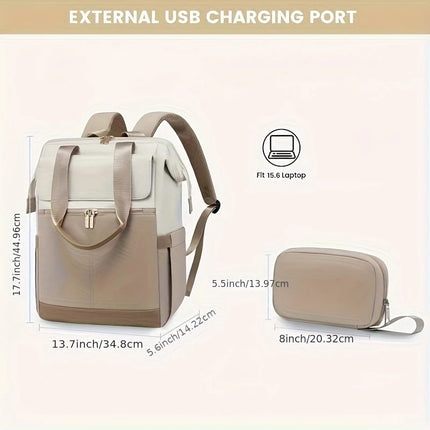khaki Korean-style Fashion Compact Backpack, Multi-functional & Large Capacity, Lightweight & Easy to Carry, Fits Daily Commute, Lunch Outings, and Short Trips..