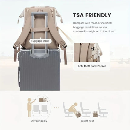 khaki Korean-style Fashion Compact Backpack, Multi-functional & Large Capacity, Lightweight & Easy to Carry, Fits Daily Commute, Lunch Outings, and Short Trips..