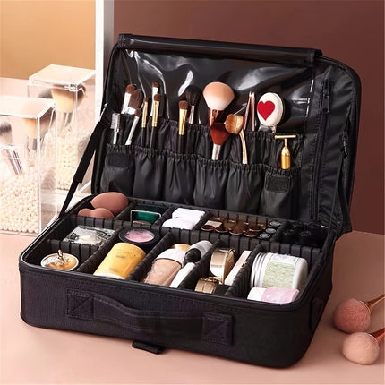 Professional Makeup Case: Flexible Zoning, Triple-tier Capacity, Your Hassle-free Travel Storage Partner..