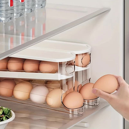 2pcs Automatic Replenishing Egg Box: Refrigerator Storage Essential, Space - saving and Easy to Access.
