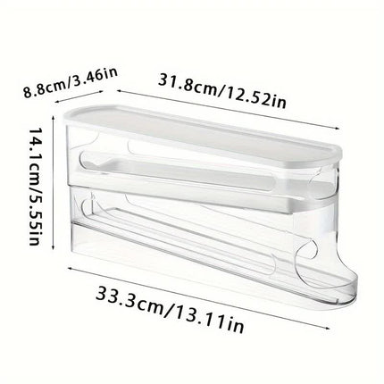 2pcs Automatic Replenishing Egg Box: Refrigerator Storage Essential, Space - saving and Easy to Access.