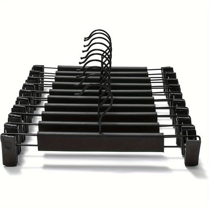 10pcs Super Anti-Slip Pants Hangers with Clips, Thickened Plastic Dual-Use Skirt/Pants Hangers, Seamless Anti-Mark Home Drying Racks, Wardrobe Organizer Essential..