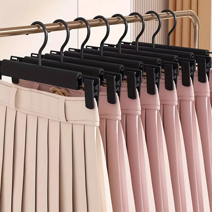 10pcs Super Anti-Slip Pants Hangers with Clips, Thickened Plastic Dual-Use Skirt/Pants Hangers, Seamless Anti-Mark Home Drying Racks, Wardrobe Organizer Essential..